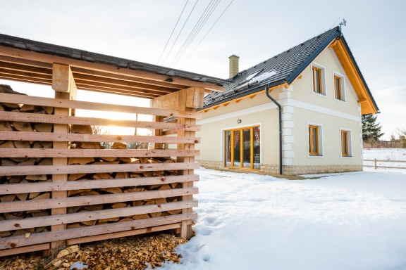 View of the cottage in winter